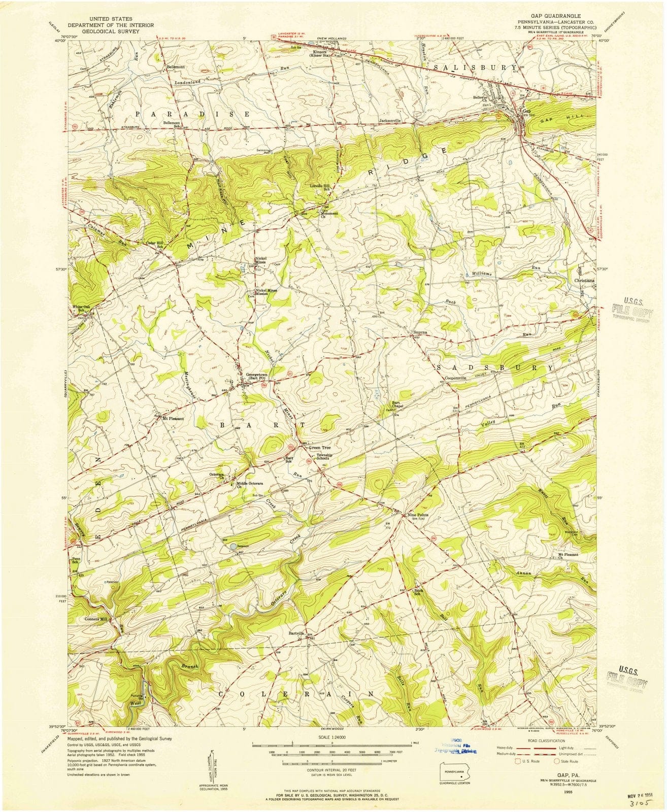 1955 Gap, PA - Pennsylvania - USGS Topographic Map