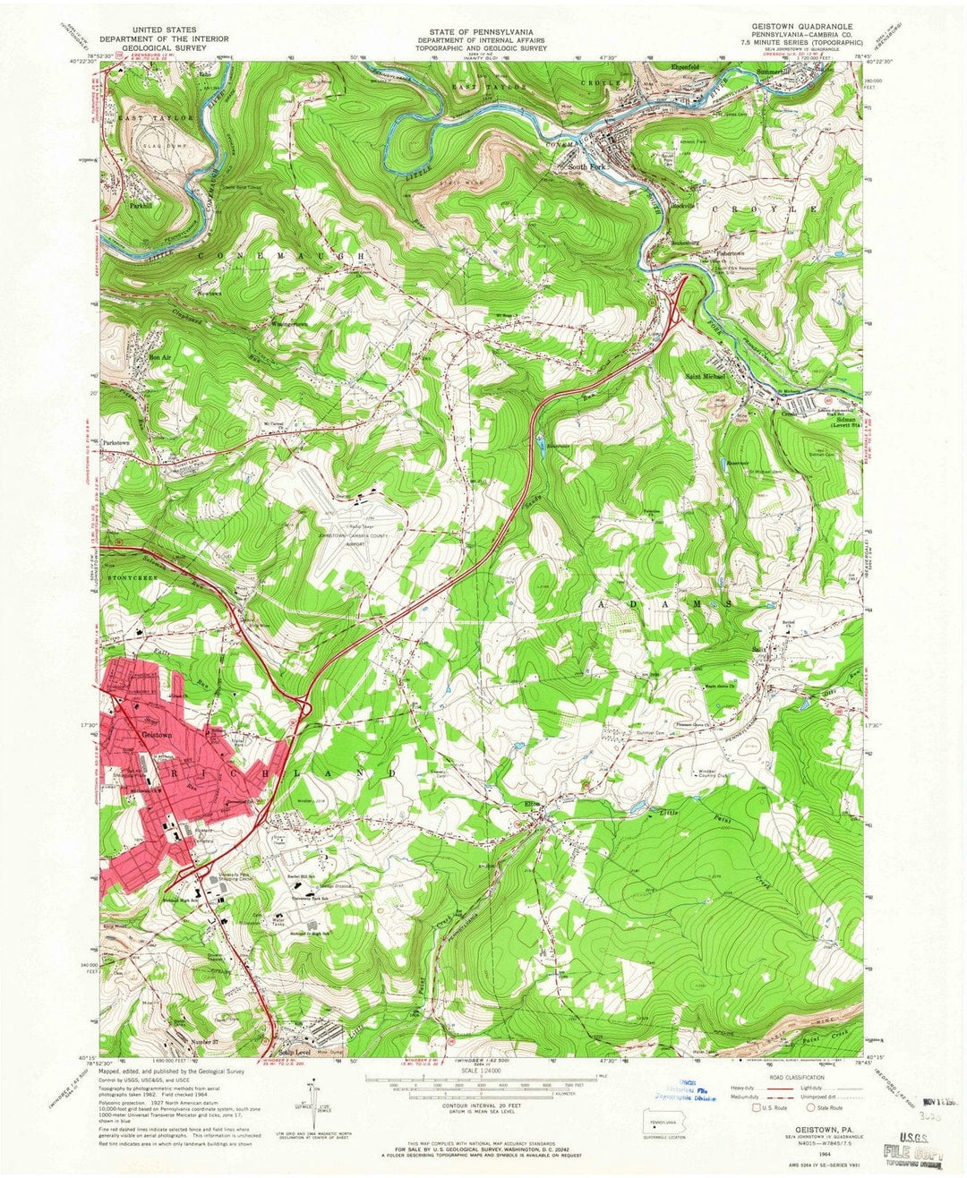 1964 Geistown, PA - Pennsylvania - USGS Topographic Map
