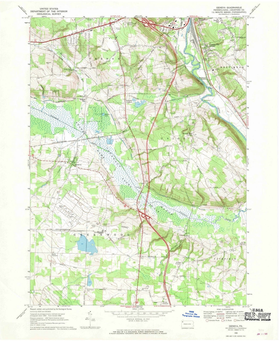 1968 Geneva, PA - Pennsylvania - USGS Topographic Map
