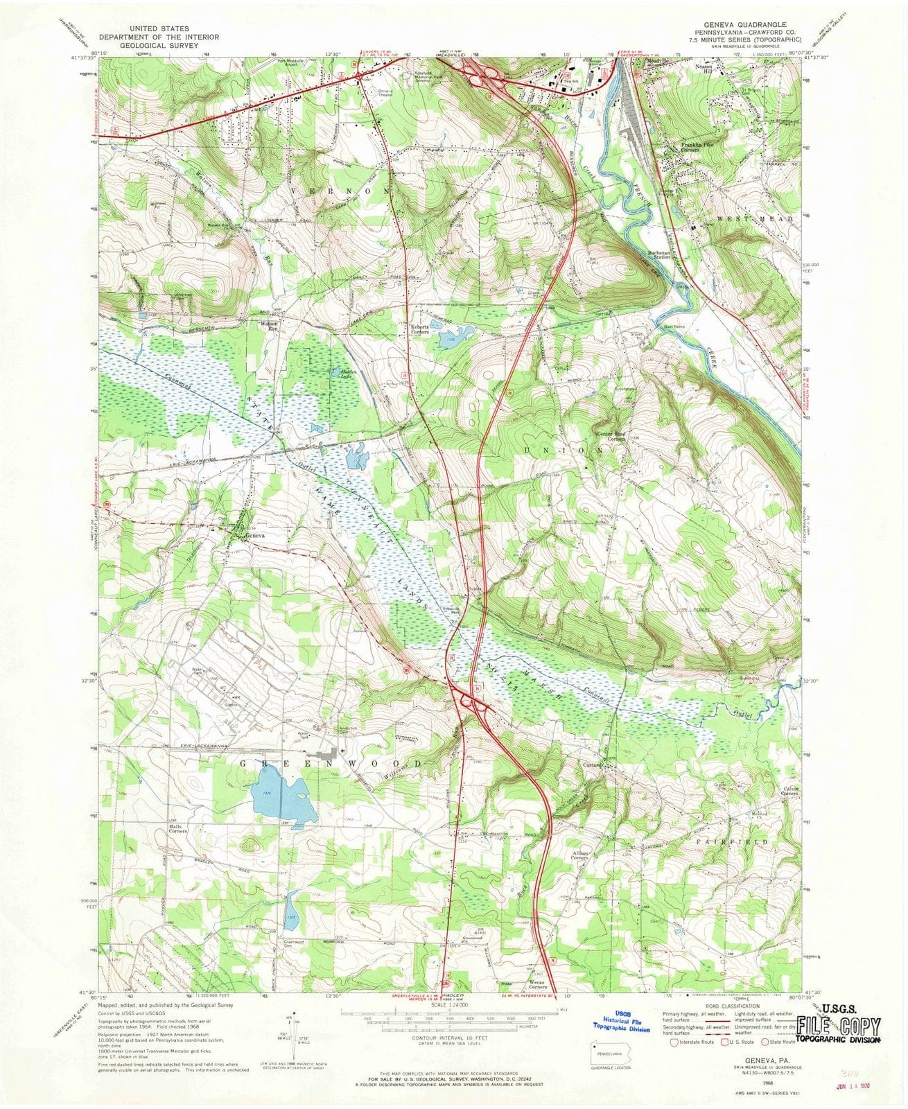 1968 Geneva, PA - Pennsylvania - USGS Topographic Map