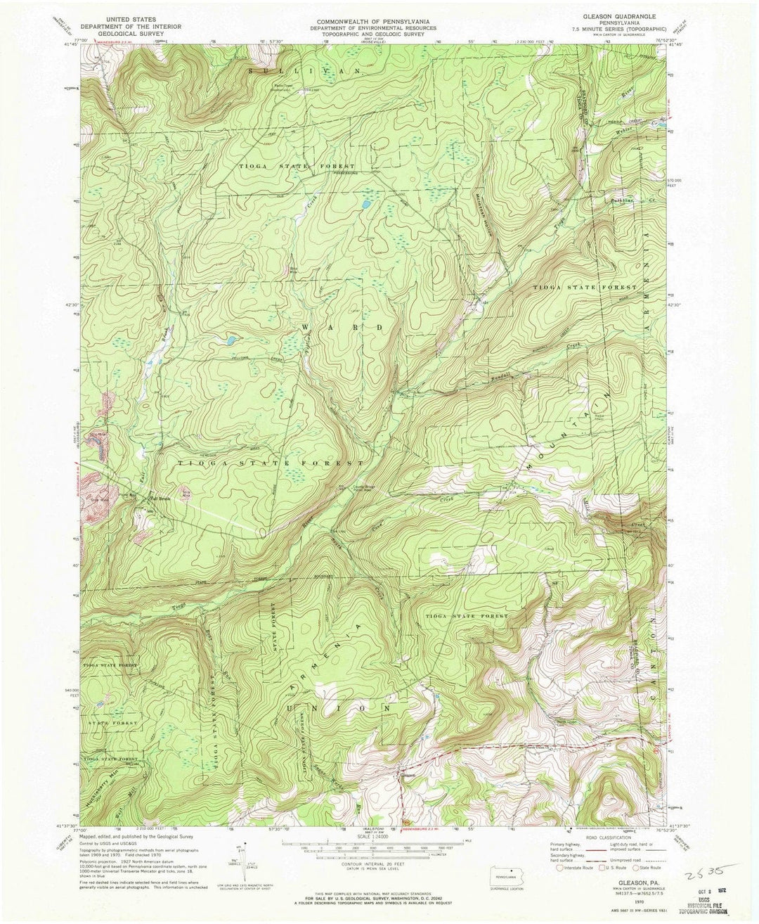 1970 Gleason, PA - Pennsylvania - USGS Topographic Map