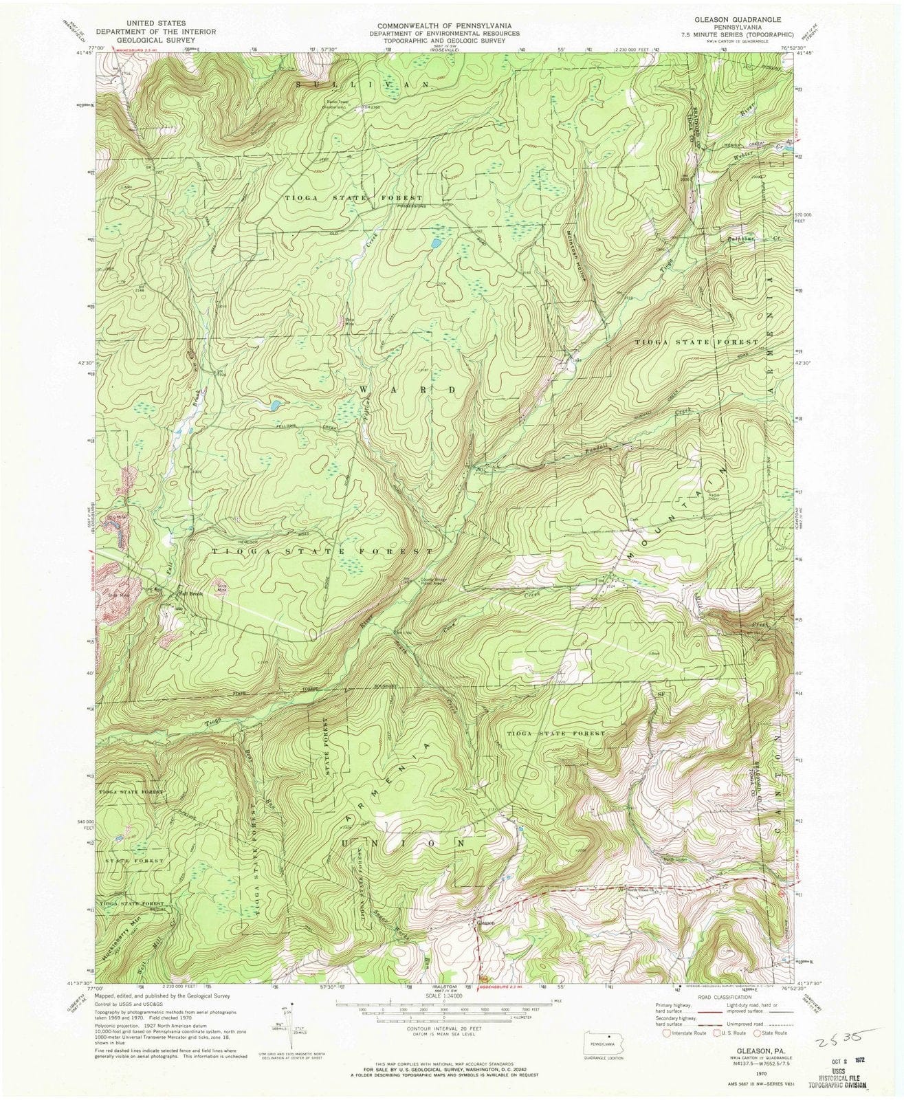 1970 Gleason, PA - Pennsylvania - USGS Topographic Map