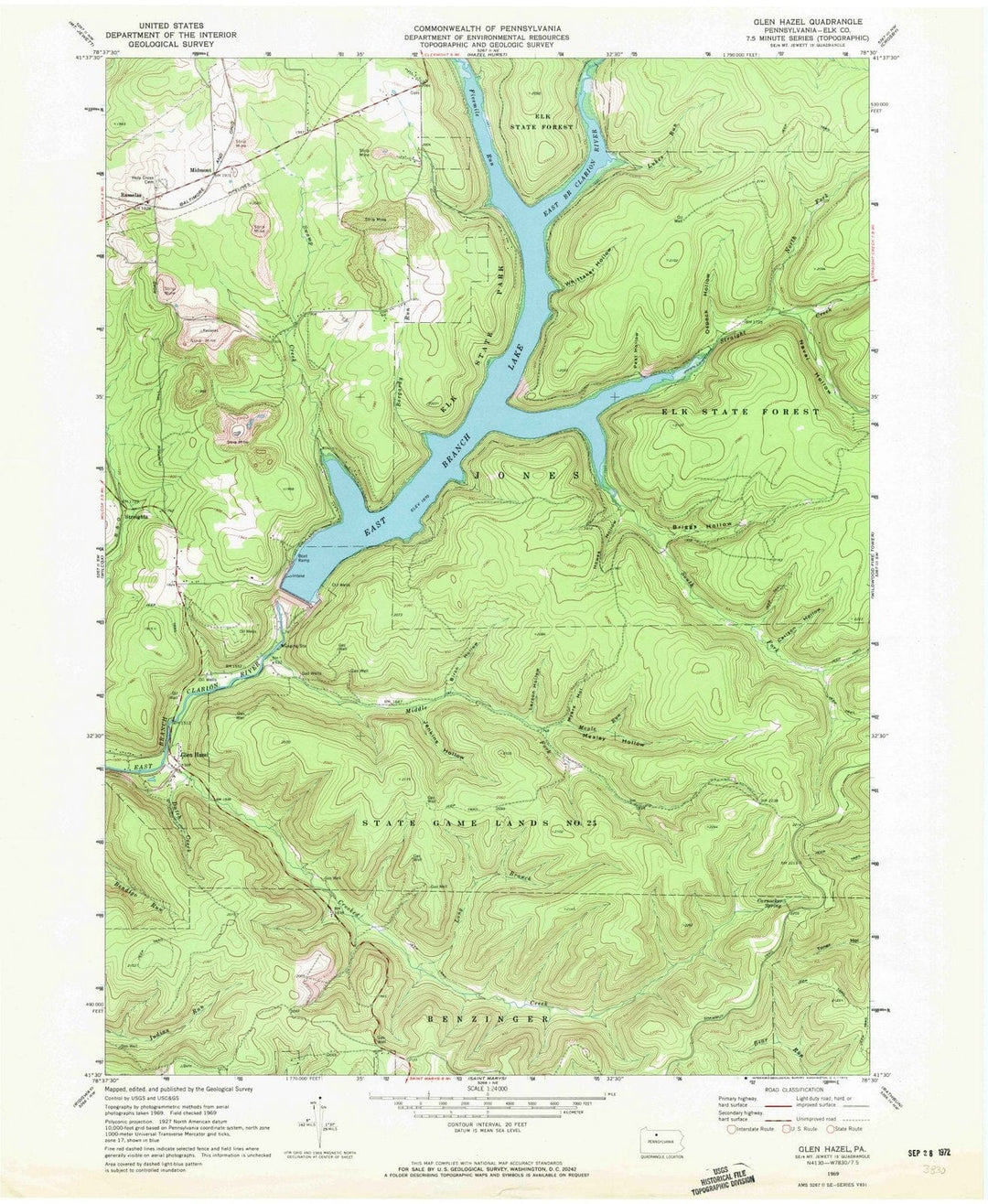 1969 Glen Hazel, PA - Pennsylvania - USGS Topographic Map