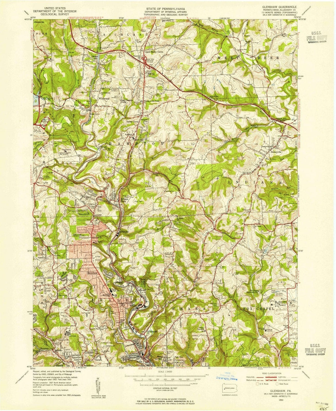 1953 Glenshaw, PA - Pennsylvania - USGS Topographic Map