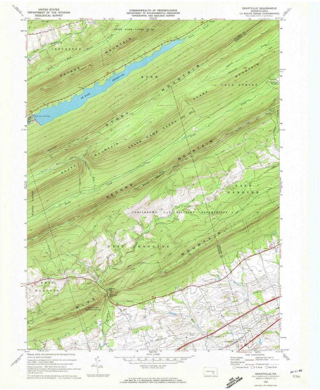 1969 Grantville, PA - Pennsylvania - USGS Topographic Map