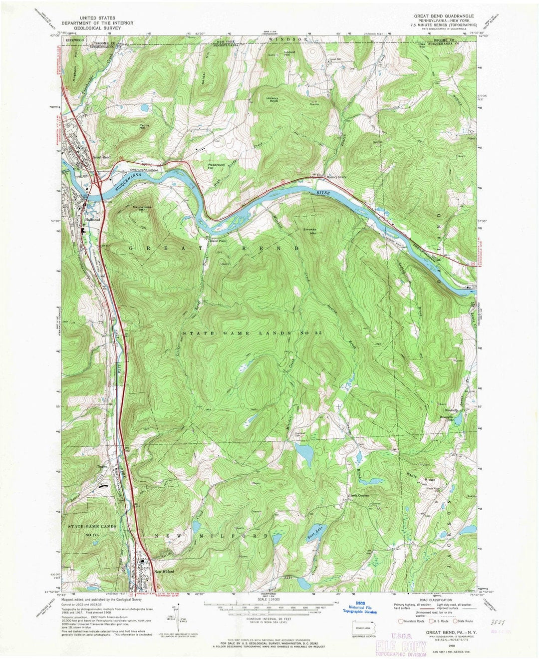 1968 Great Bend, PA - Pennsylvania - USGS Topographic Map