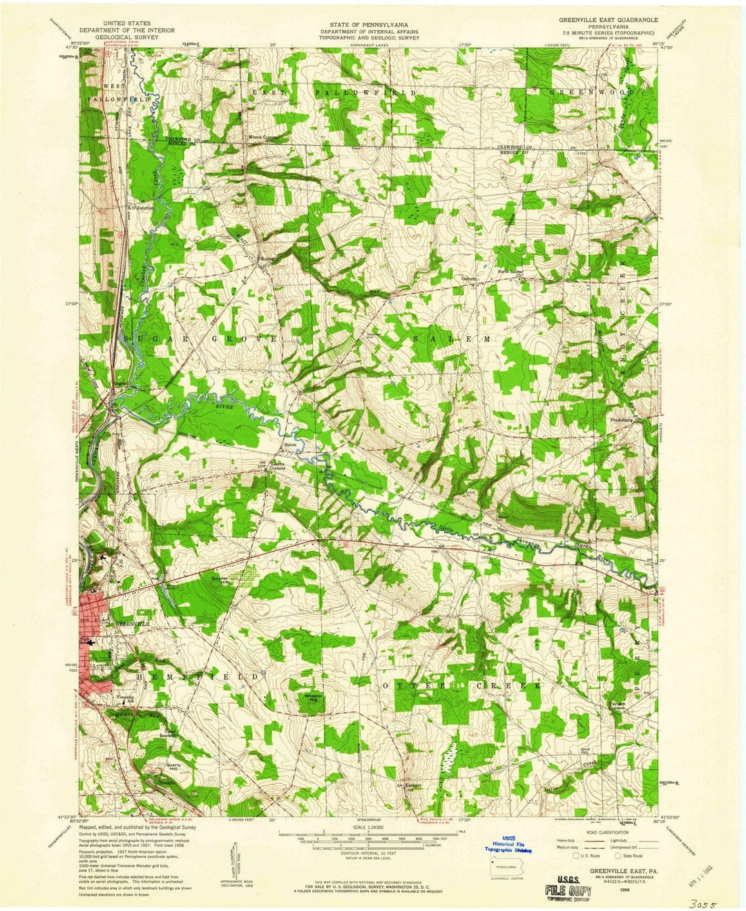 1958 Greensville East, PA - Pennsylvania - USGS Topographic Map