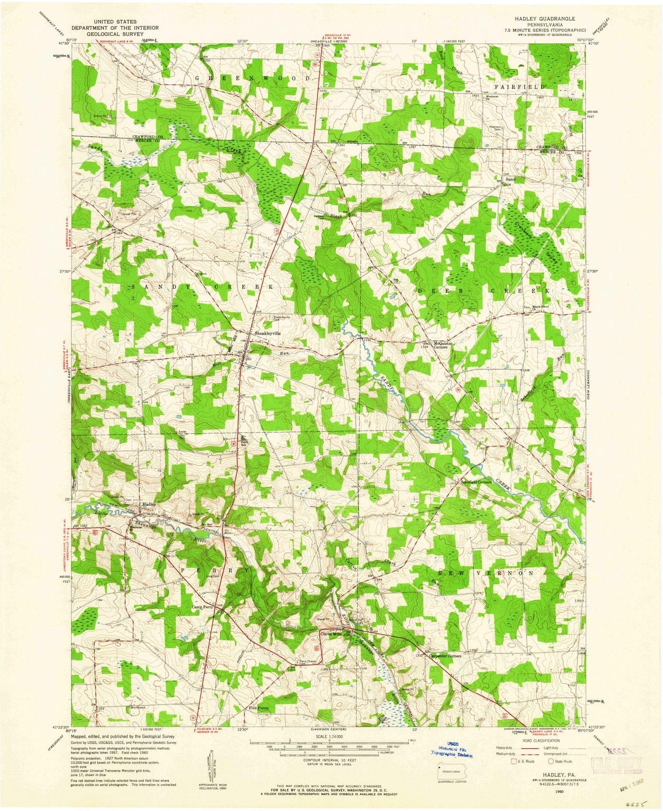 1960 Hadley, PA - Pennsylvania - USGS Topographic Map