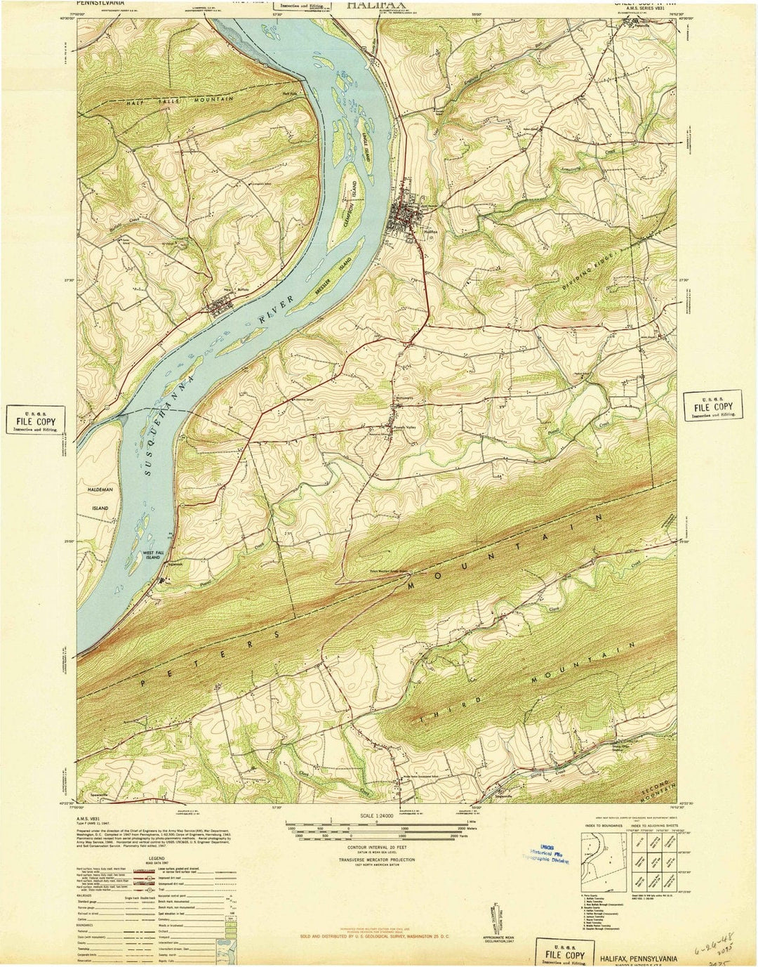 1947 Halifax, PA - Pennsylvania - USGS Topographic Map