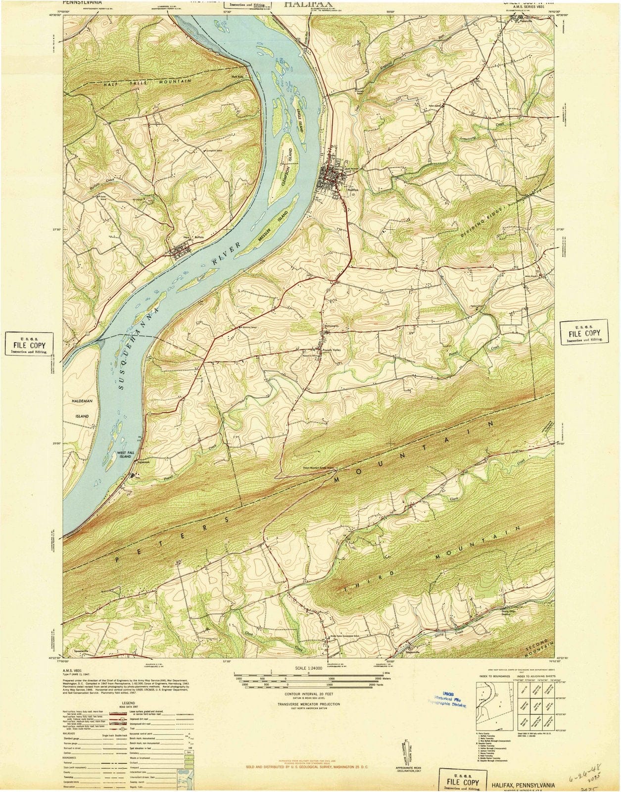 1947 Halifax, PA - Pennsylvania - USGS Topographic Map