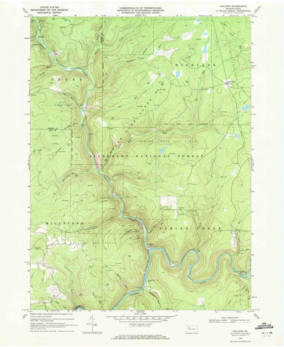 1969 Hallton, PA - Pennsylvania - USGS Topographic Map