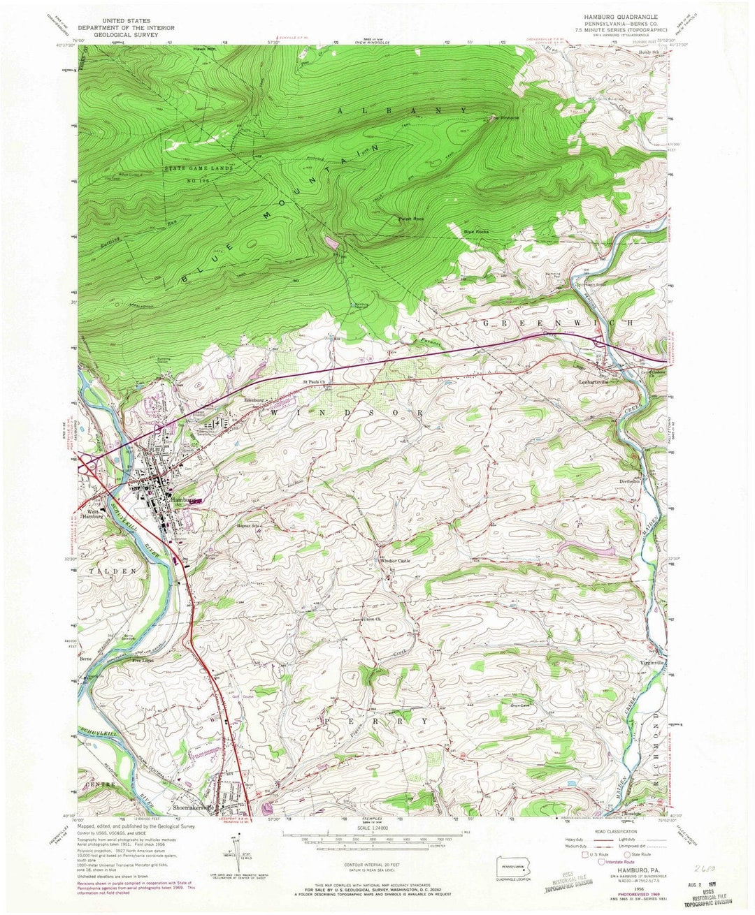 1956 Hamburg, PA - Pennsylvania - USGS Topographic Map