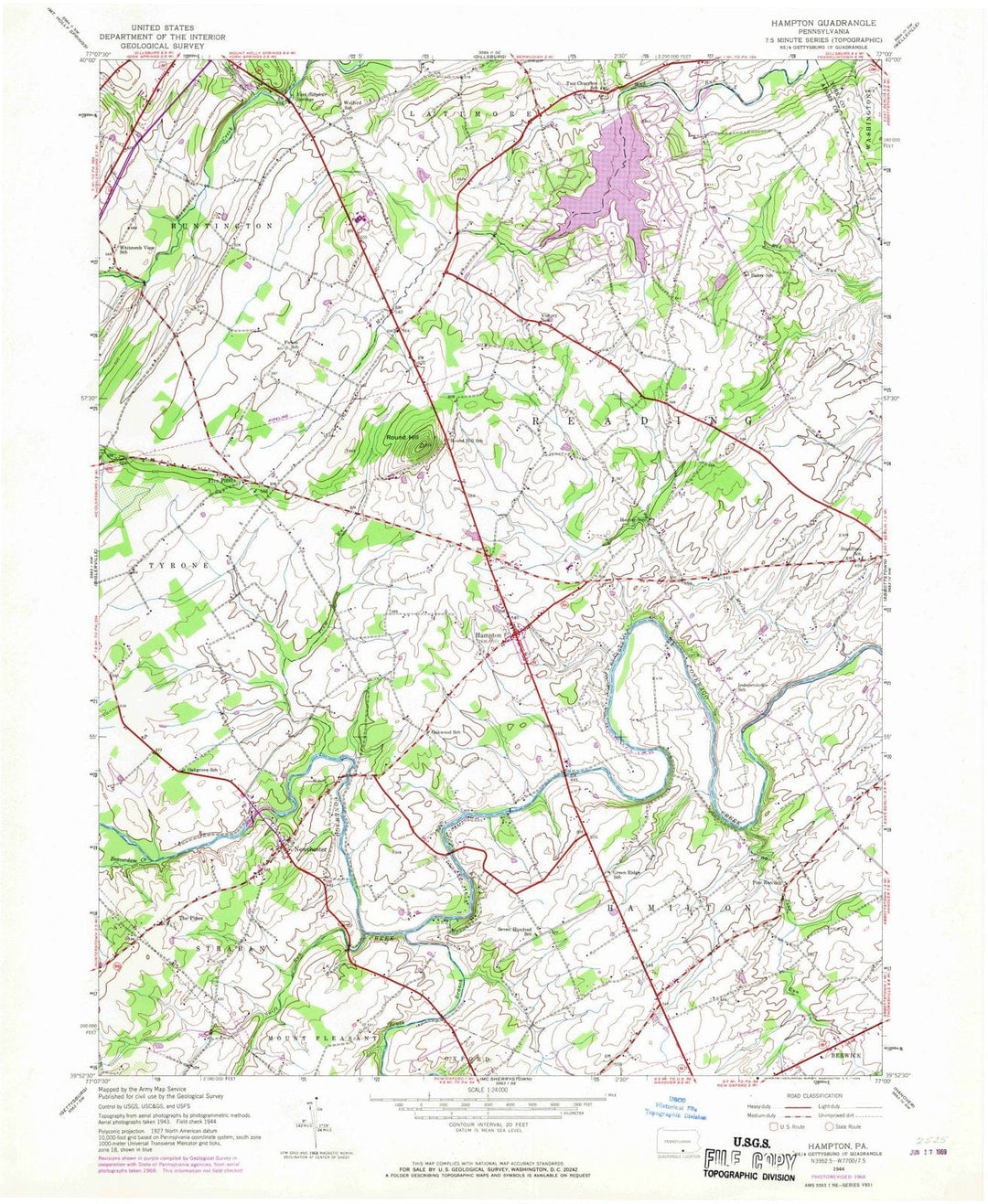 1944 Hampton, PA - Pennsylvania - USGS Topographic Map