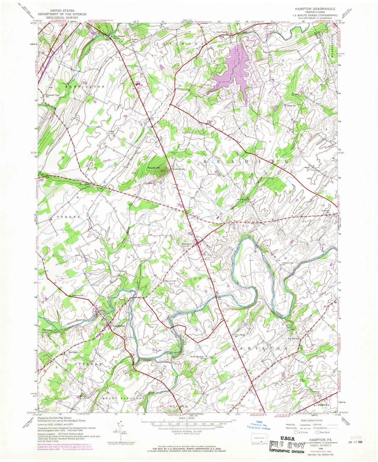 1944 Hampton, PA - Pennsylvania - USGS Topographic Map