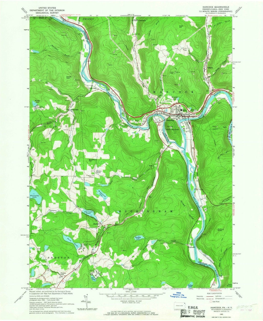 1965 Hancock, NY - New York - USGS Topographic Map