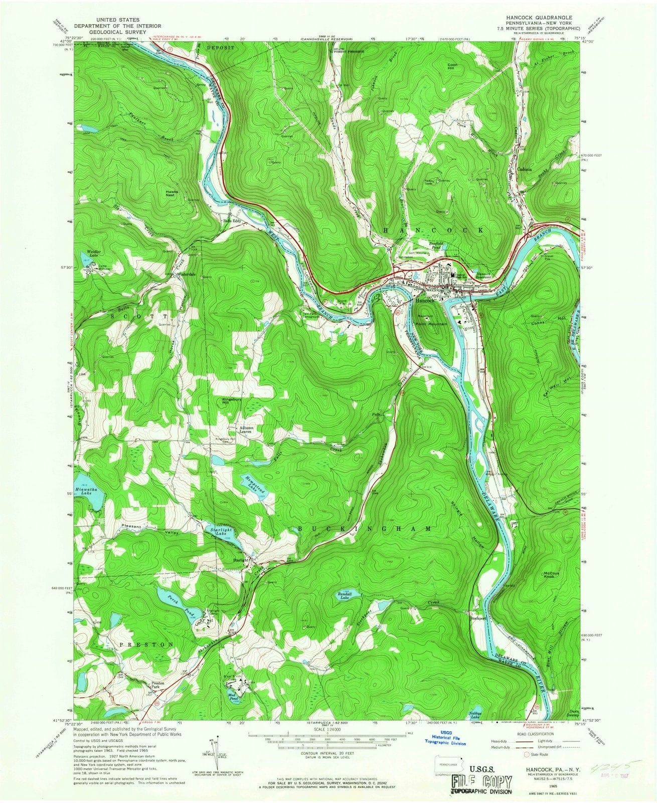 1965 Hancock, NY - New York - USGS Topographic Map