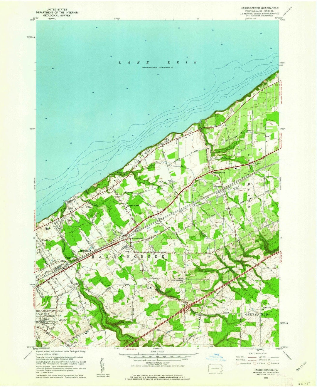 1960 Harborcreek, PA - Pennsylvania - USGS Topographic Map