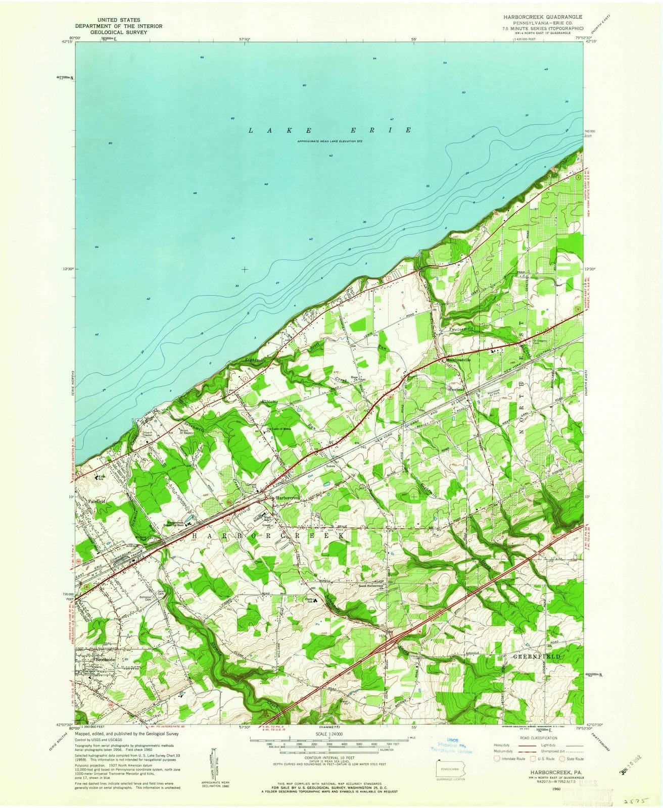 1960 Harborcreek, PA - Pennsylvania - USGS Topographic Map