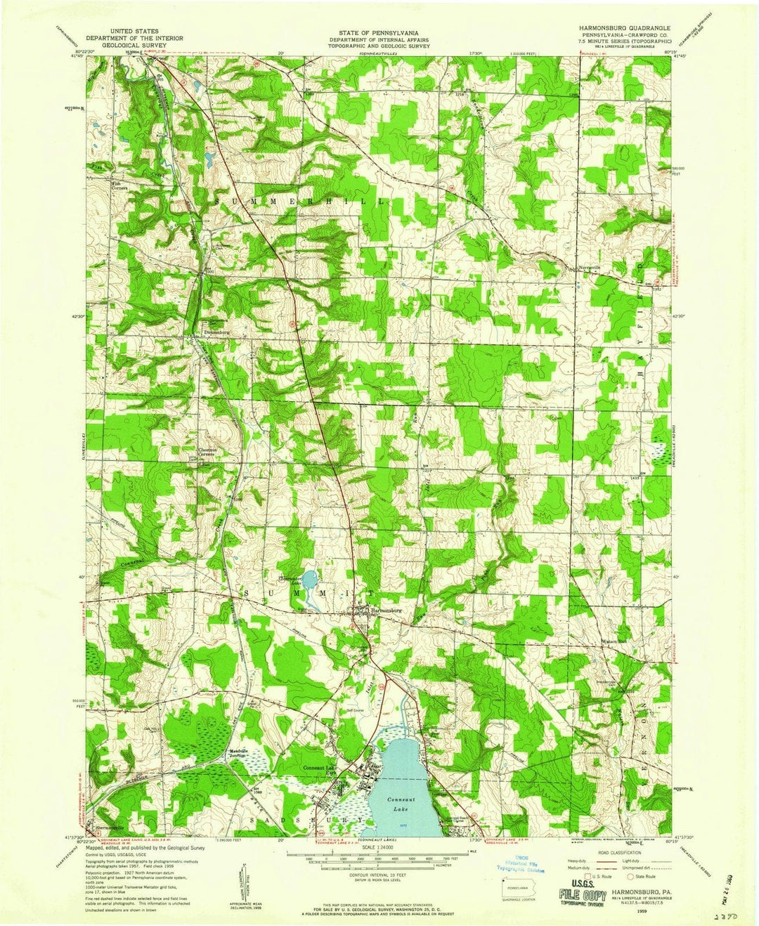 1959 Harmonsburg, PA - Pennsylvania - USGS Topographic Map