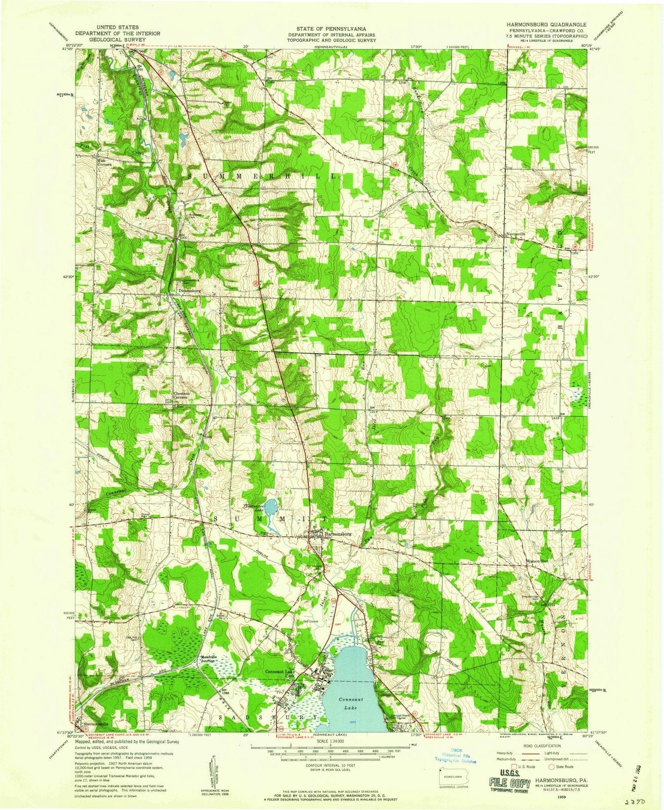 1959 Harmonsburg, PA - Pennsylvania - USGS Topographic Map