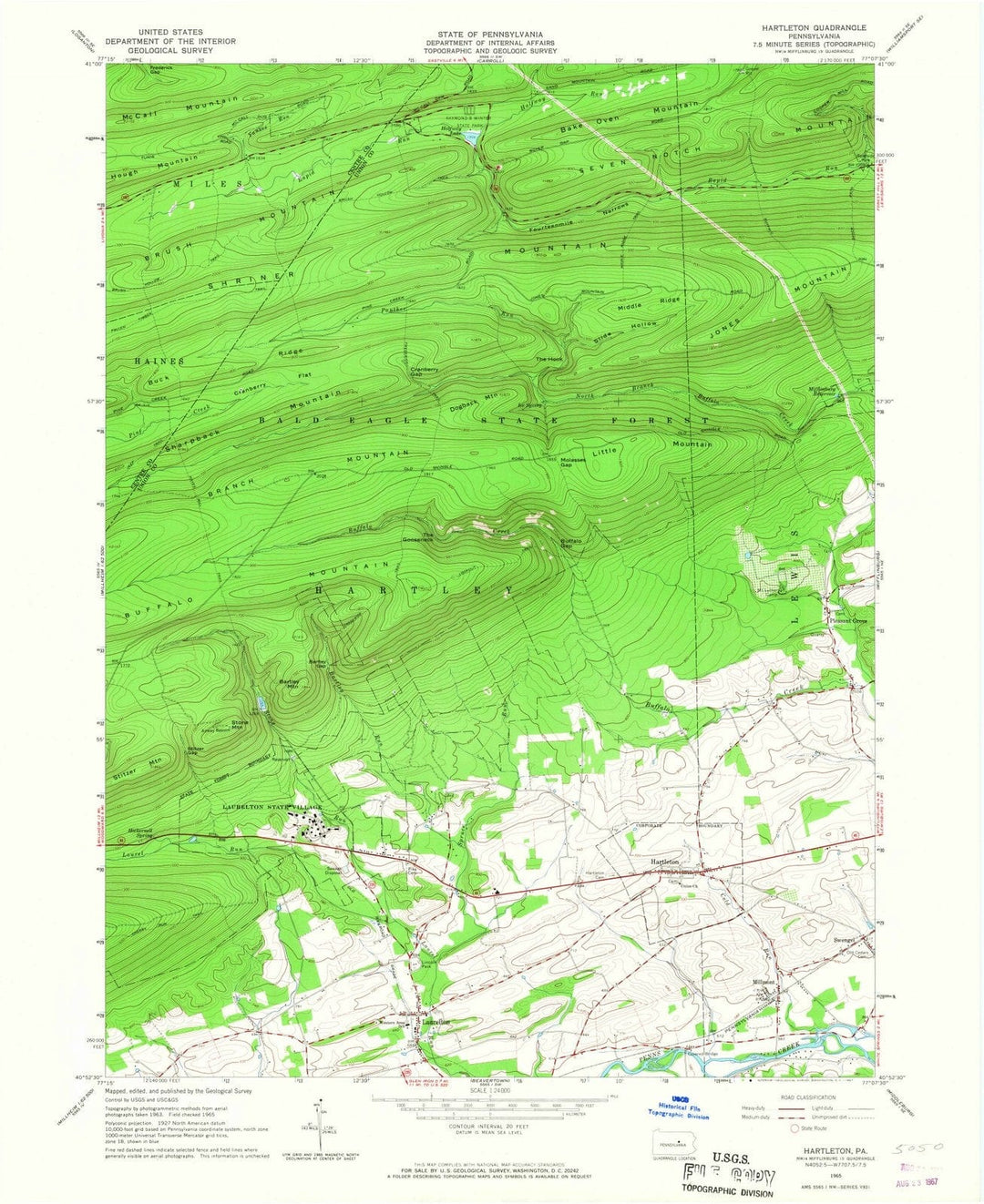 1965 Hartleton, PA - Pennsylvania - USGS Topographic Map