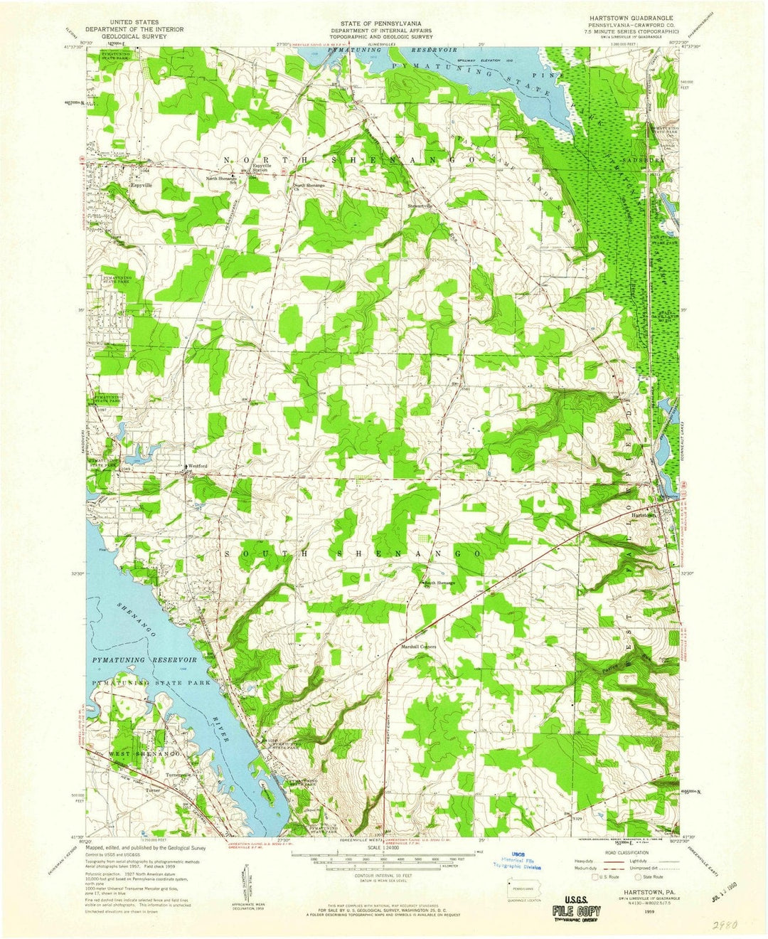 1959 Hartstown, PA - Pennsylvania - USGS Topographic Map