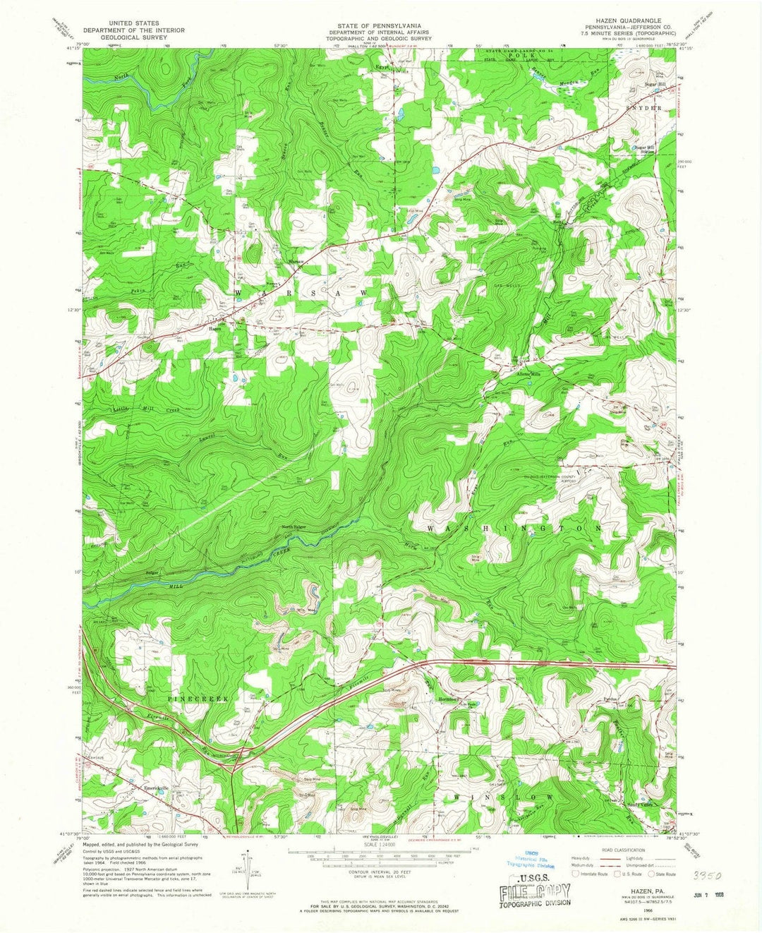 1966 Hazen, PA - Pennsylvania - USGS Topographic Map