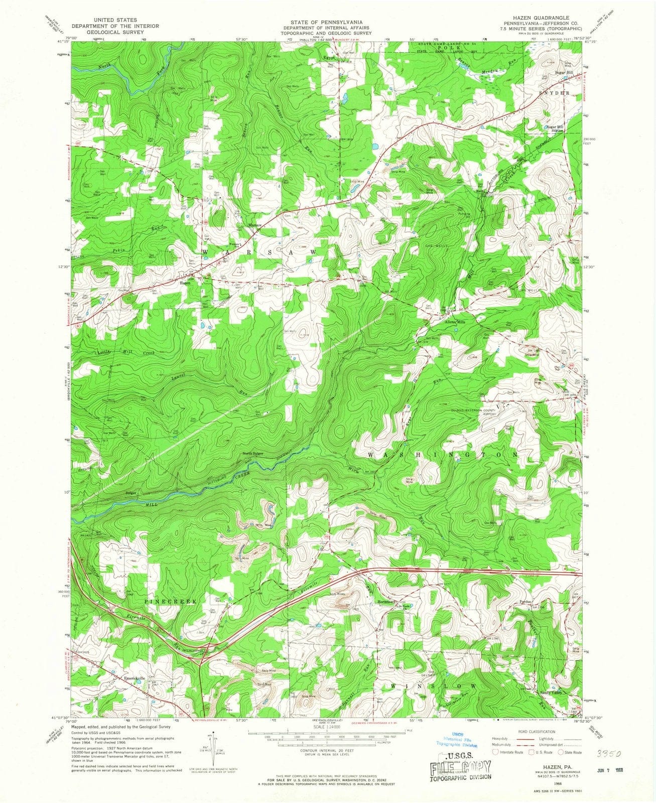 1966 Hazen, PA - Pennsylvania - USGS Topographic Map