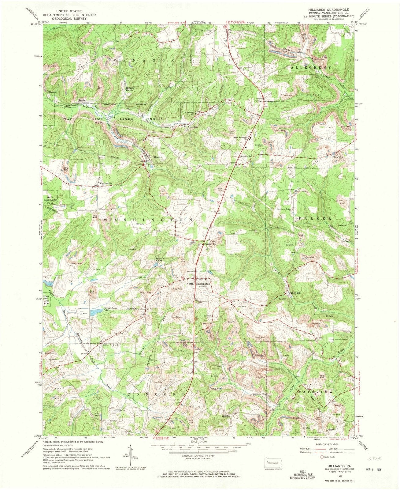 1963 Hilliards, PA - Pennsylvania - USGS Topographic Map
