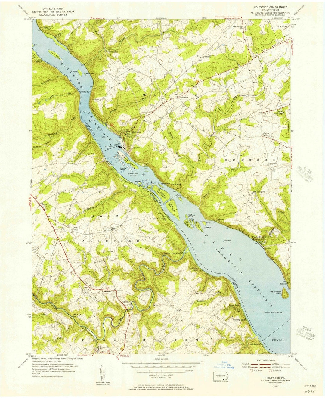 1955 Holtwood, PA - Pennsylvania - USGS Topographic Map
