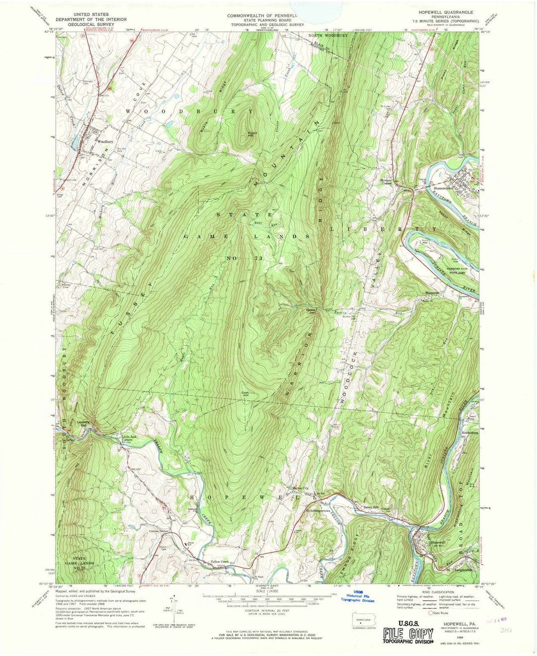 1968 Hopewell, PA - Pennsylvania - USGS Topographic Map