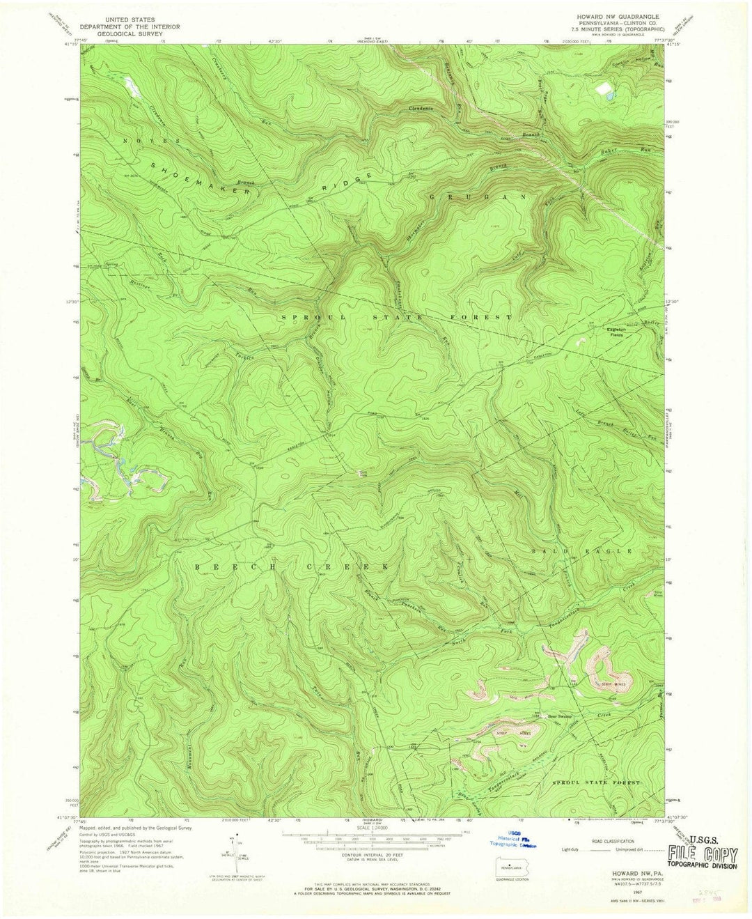 1967 Howard, PA - Pennsylvania - USGS Topographic Map