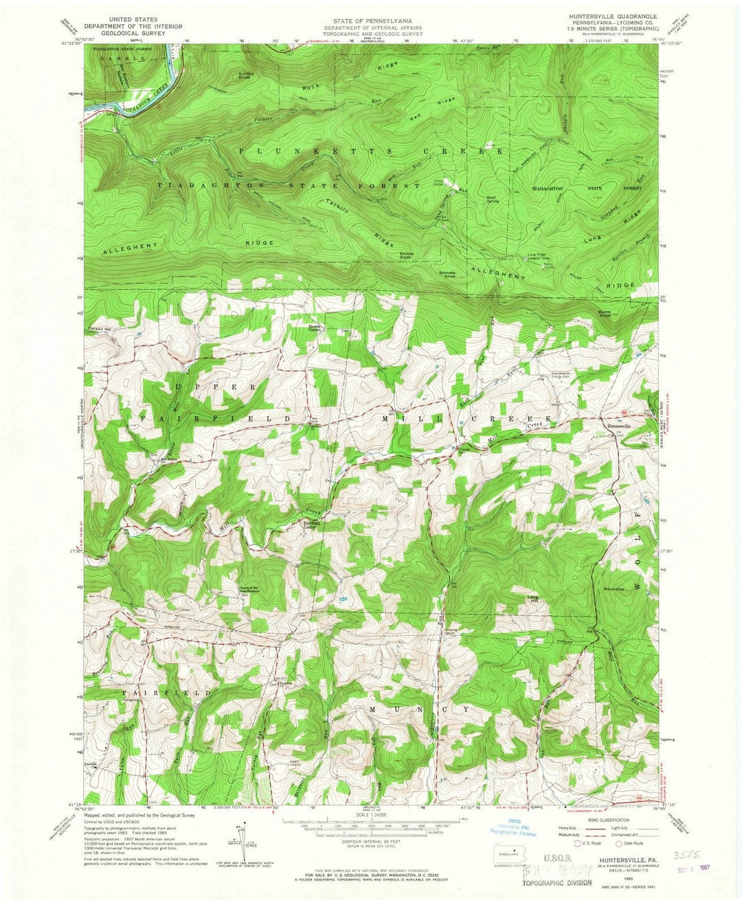 1965 Huntersville, PA - Pennsylvania - USGS Topographic Map