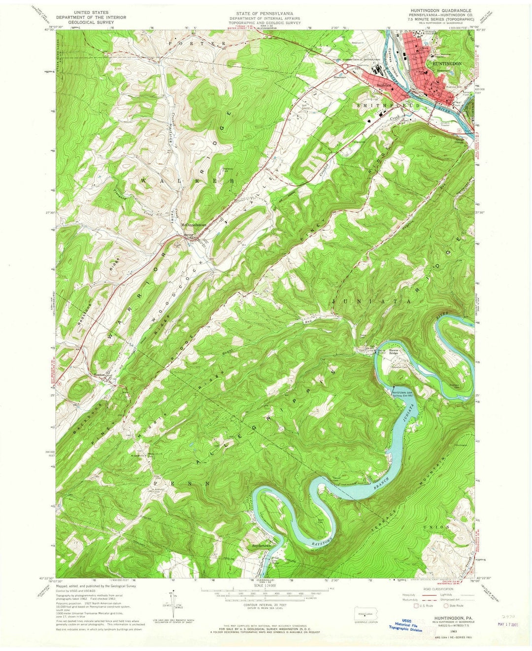 1963 Huntingdon, PA - Pennsylvania - USGS Topographic Map