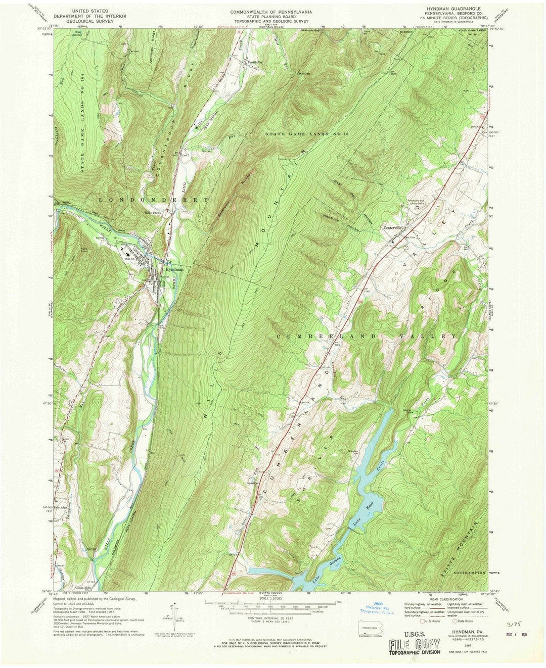 1967 Hyndman, PA - Pennsylvania - USGS Topographic Map