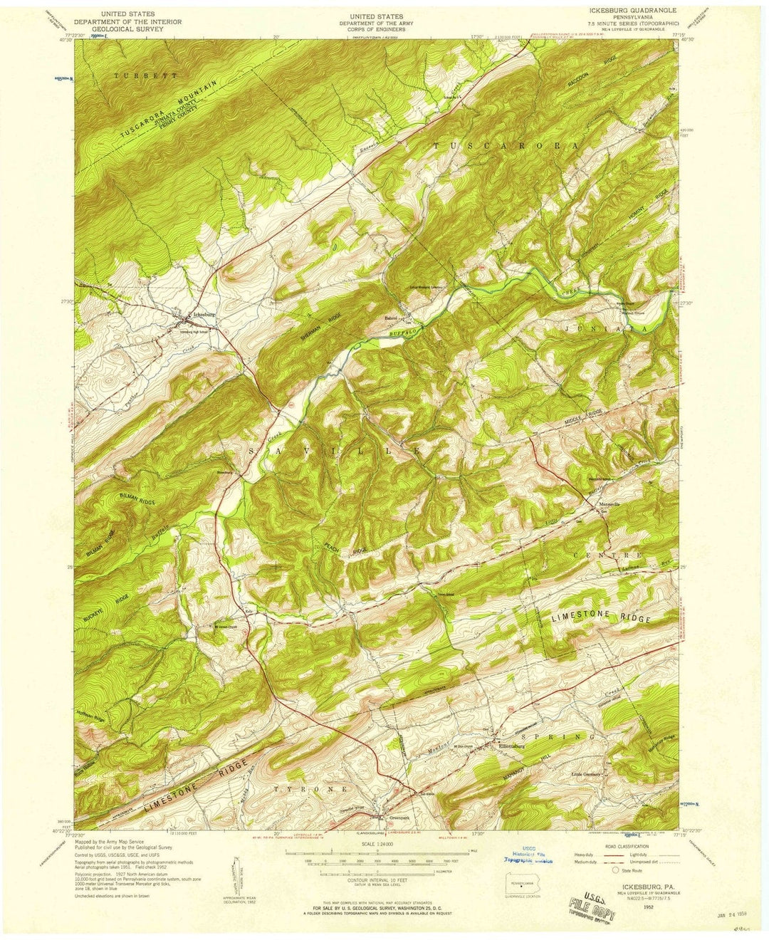 1952 Ickesburg, PA - Pennsylvania - USGS Topographic Map