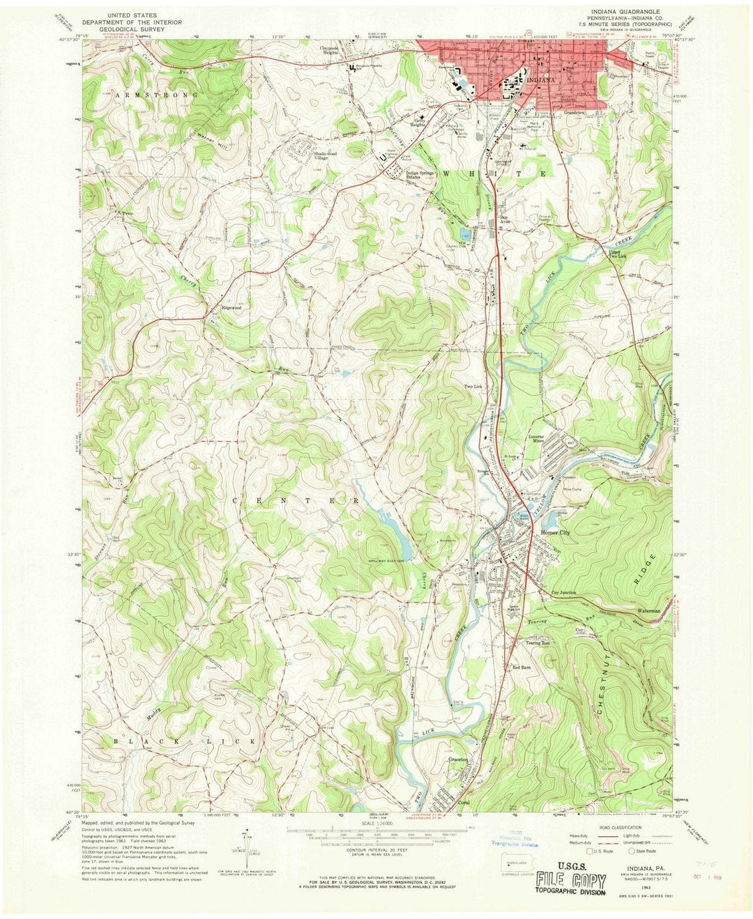 1963 Indiana, PA - Pennsylvania - USGS Topographic Map