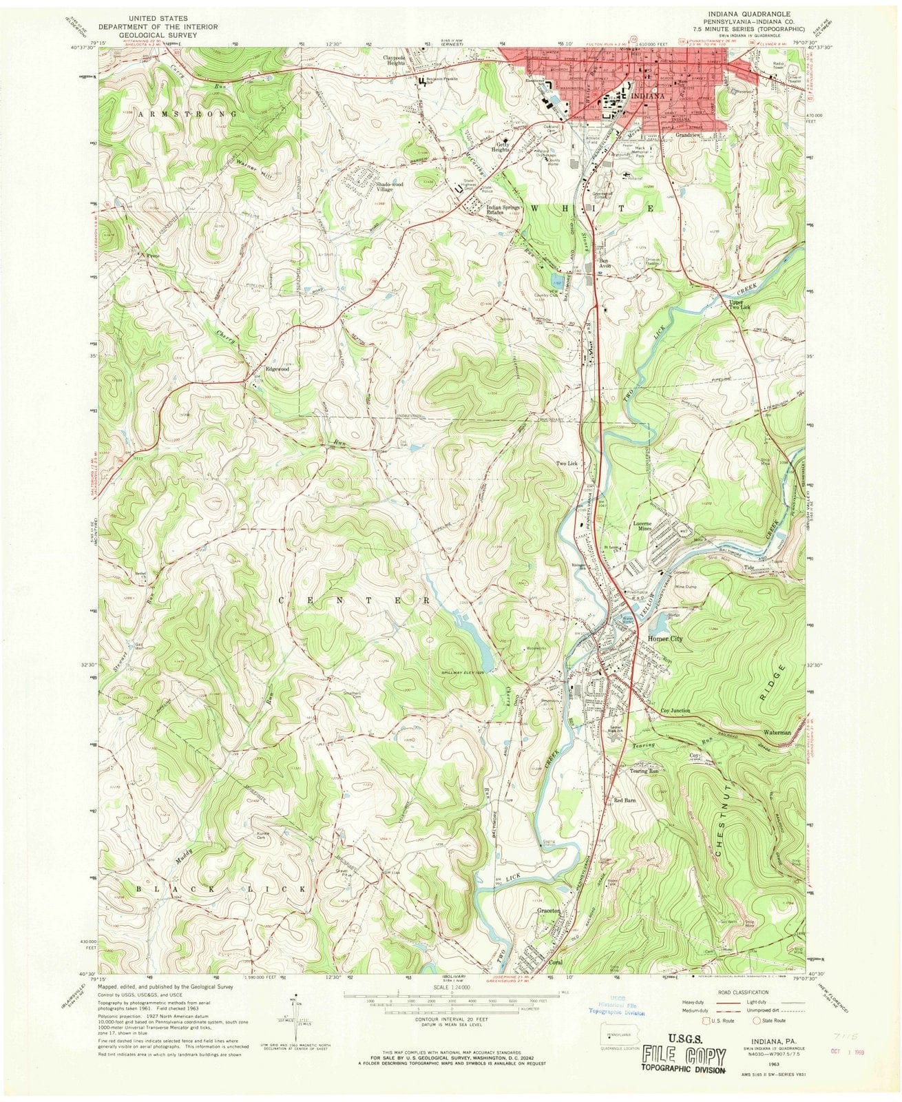 1963 Indiana, PA - Pennsylvania - USGS Topographic Map