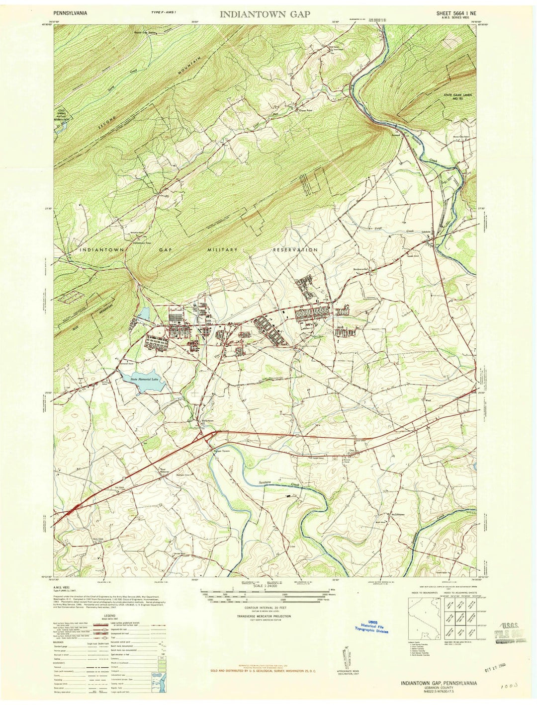 1947 Indiantown Gap, PA - Pennsylvania - USGS Topographic Map