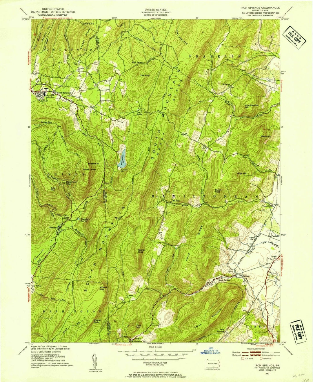 1953 Iron Springs, PA - Pennsylvania - USGS Topographic Map