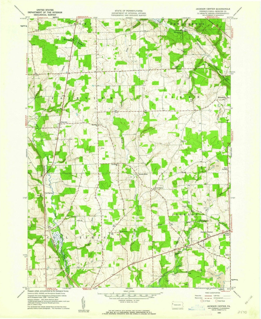 1960 Jackson Center, PA - Pennsylvania - USGS Topographic Map