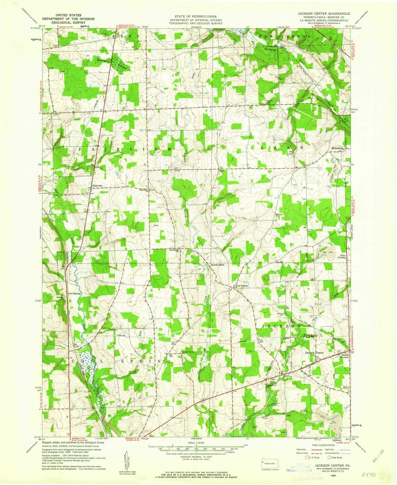 1960 Jackson Center, PA - Pennsylvania - USGS Topographic Map