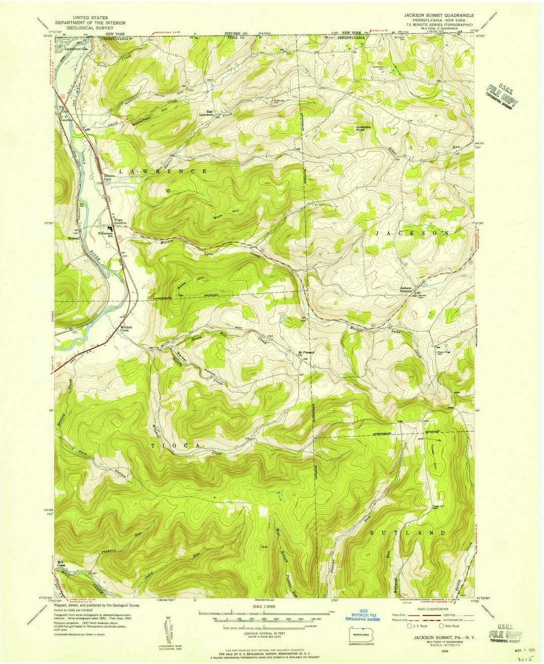 1954 Jackson Summit, PA - Pennsylvania - USGS Topographic Map