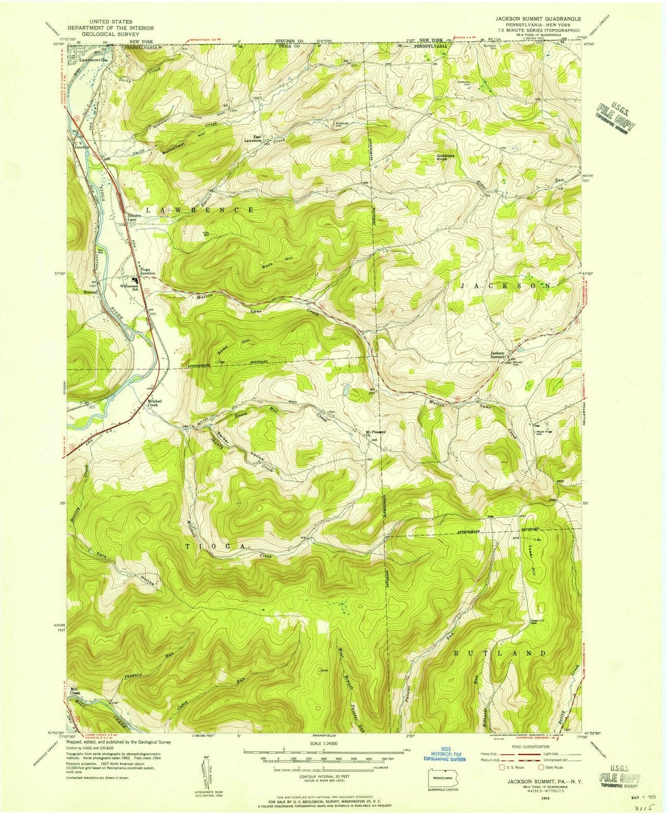 1954 Jackson Summit, PA - Pennsylvania - USGS Topographic Map