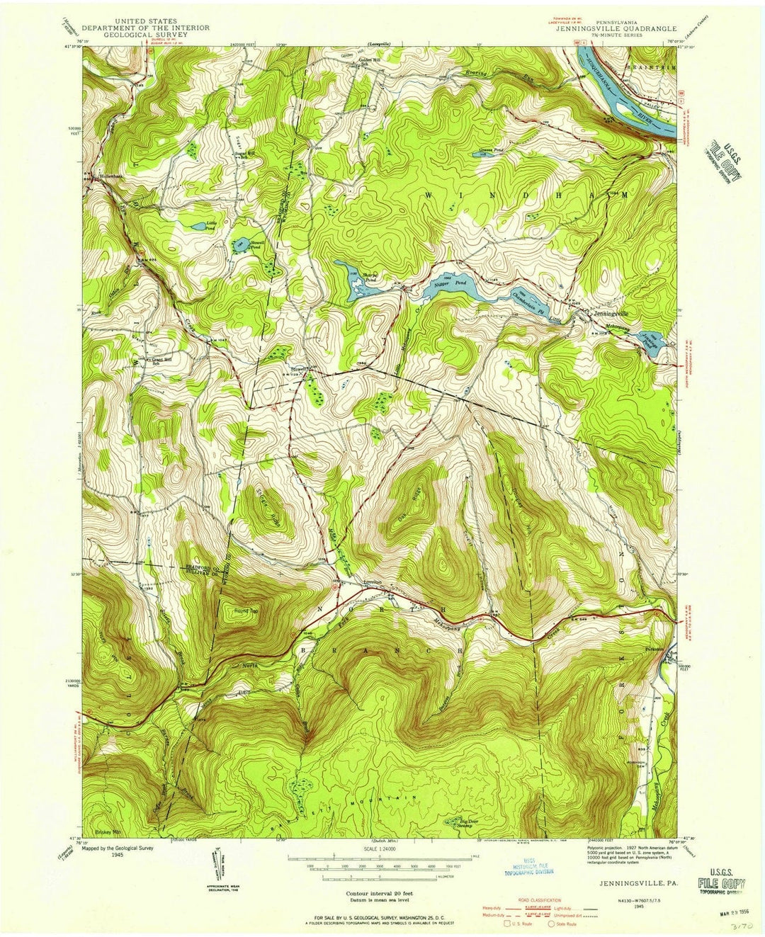 1945 Jenningsville, PA - Pennsylvania - USGS Topographic Map