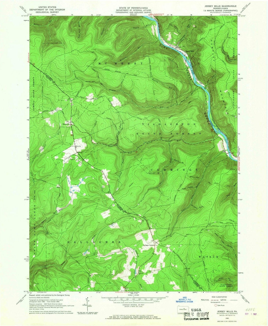 1965 Jersey Mills, PA - Pennsylvania - USGS Topographic Map