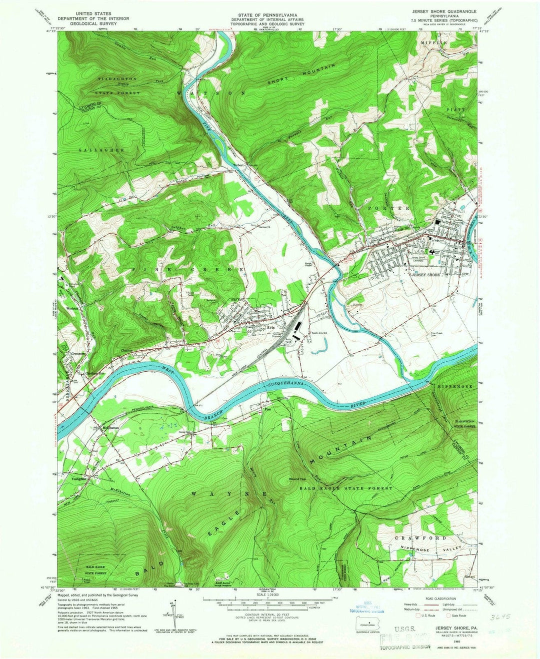 1965 Jersey Shore, PA - Pennsylvania - USGS Topographic Map