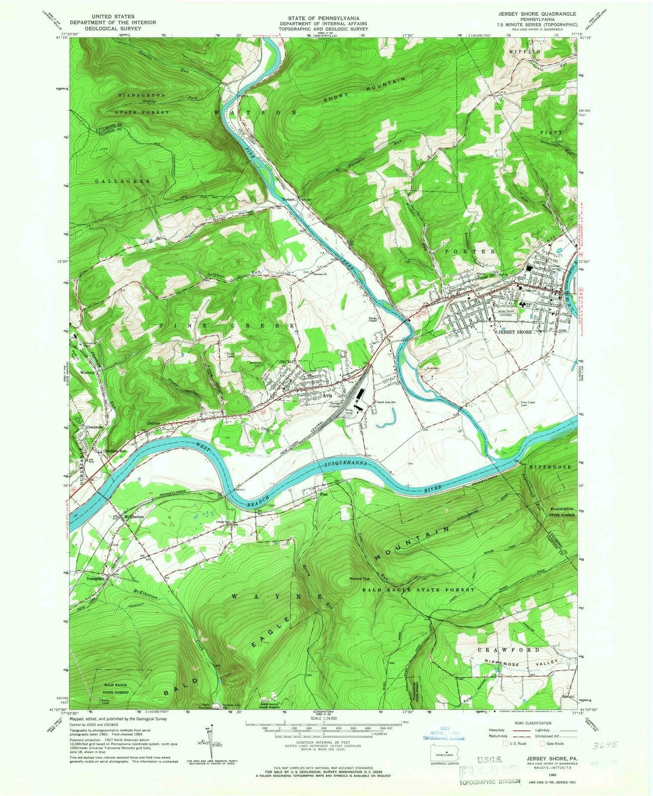 1965 Jersey Shore, PA - Pennsylvania - USGS Topographic Map