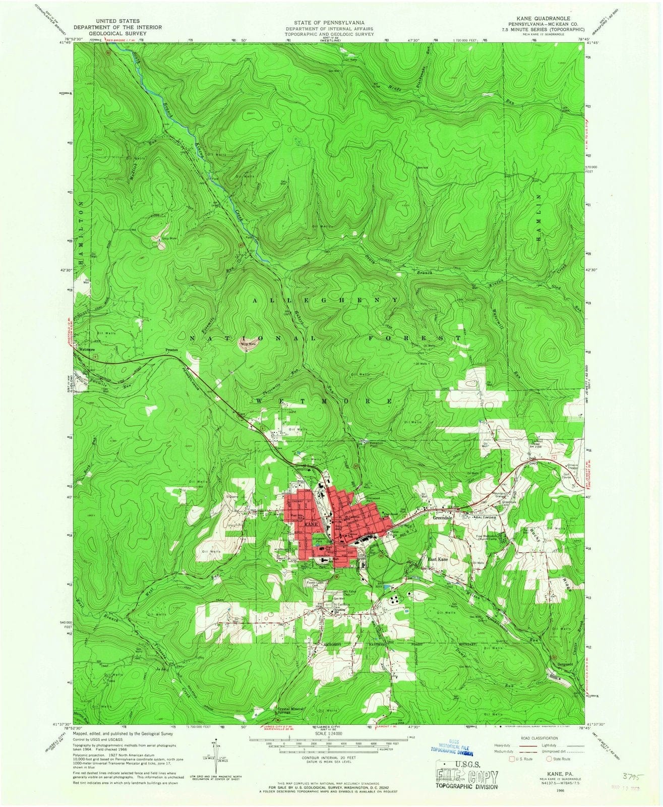 1966 Kane, PA - Pennsylvania - USGS Topographic Map