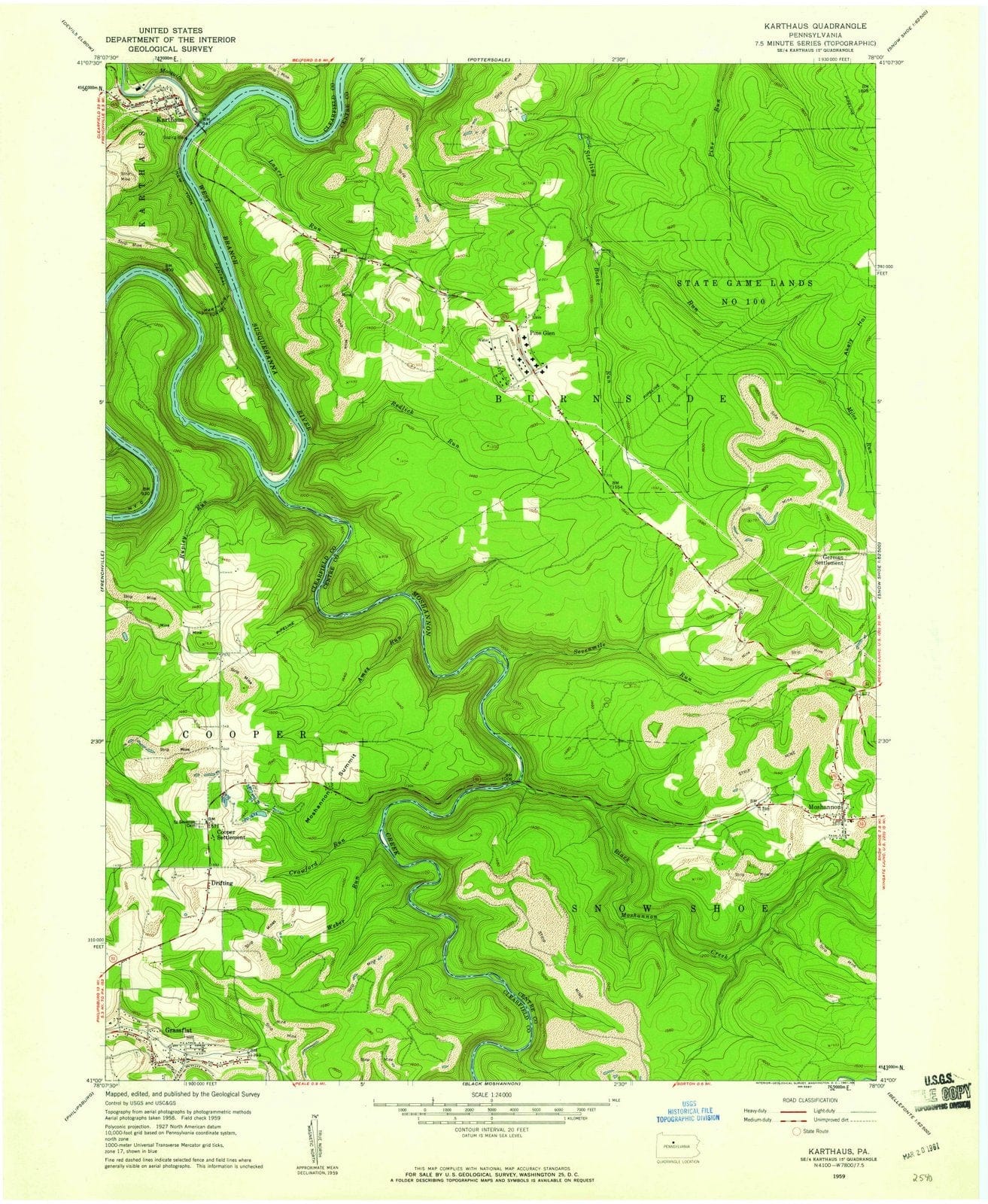 1959 Karthaus, PA - Pennsylvania - USGS Topographic Map